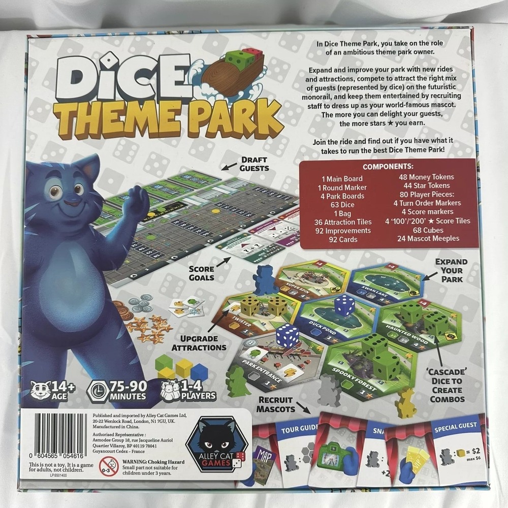 Dice Theme Park Board Game Complete Alley Cat Games 1-4 Players Strategy 2022 - Picture 3 of 7